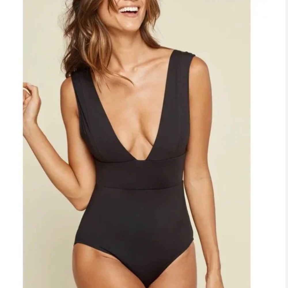 Andie The Mykonos One Piece Size L Color Black Plunge Neck Women